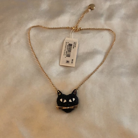 Betsey Johnson Gold Tone Ball Chain With Black Cat Pendant Necklace NWT - Picture 8 of 12